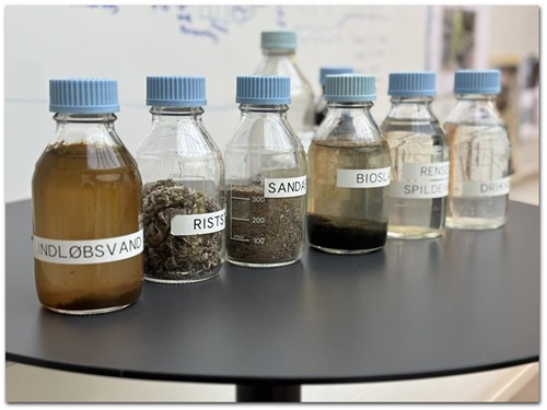 Vandprøver i glasflasker