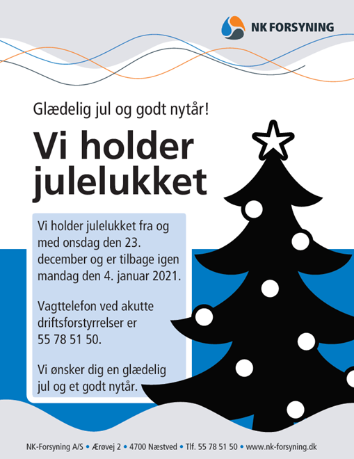 Infoplakat om julelukket 2020
