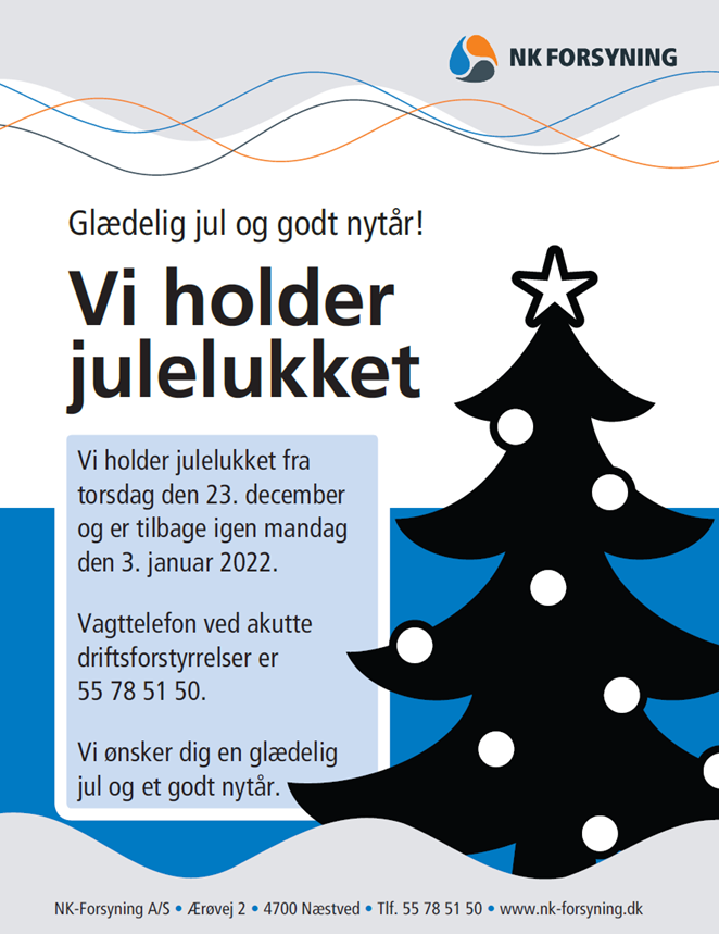 Infoplakat om julelukket 2021