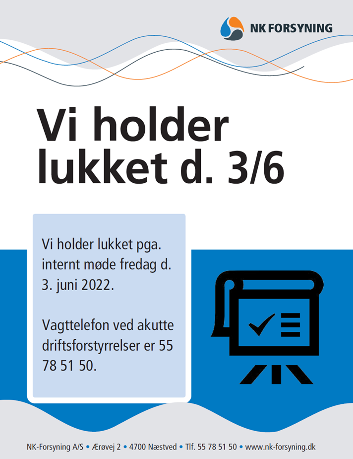 Infoplakat om lukket til personaledag i Envafors 2022